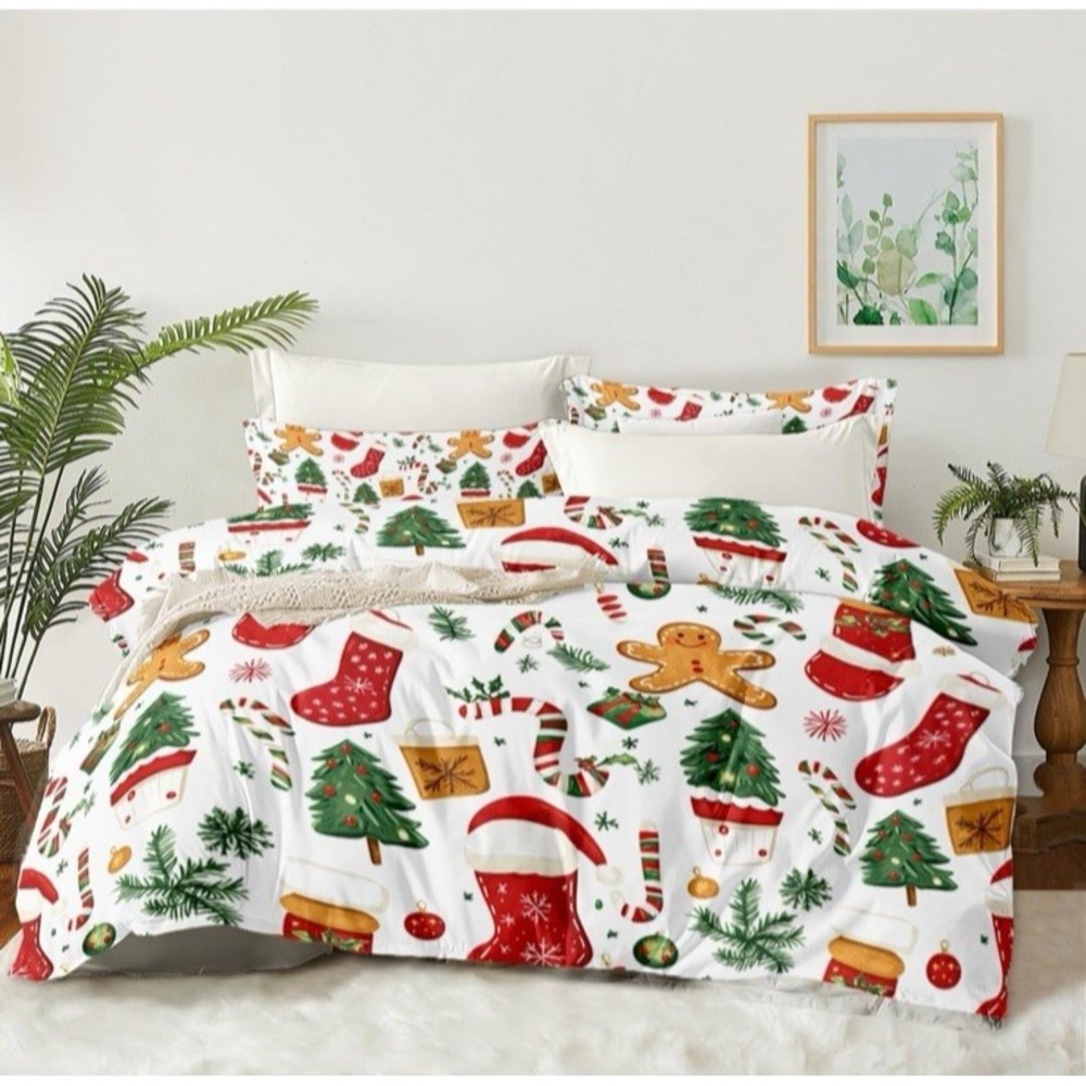 Christmas Duvet Cover Full Size Set - Extra Soft Full Duvet Cover with 2 Pillow - Picture 8 of 12